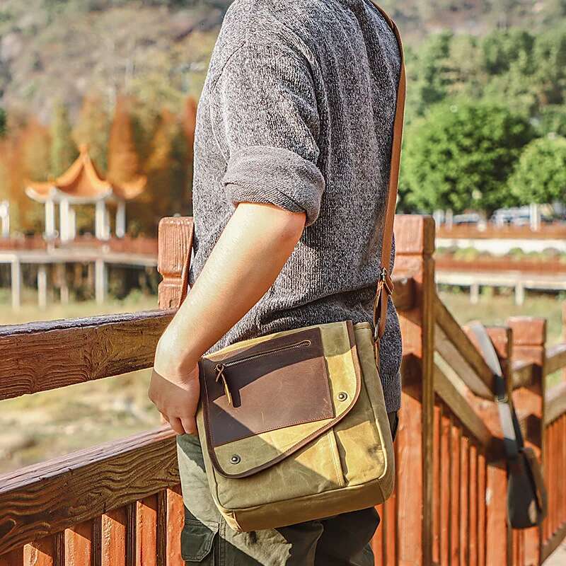 Men Anti Theft Travel Bags Vintage Style Leather Sg For Women Waxed Canvas Waterproof Crossbody Shoulder Bag