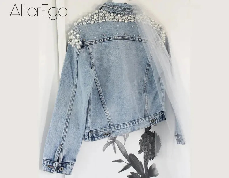 y denim jacket bride pearl future wedding womens clothing solid color 250409
