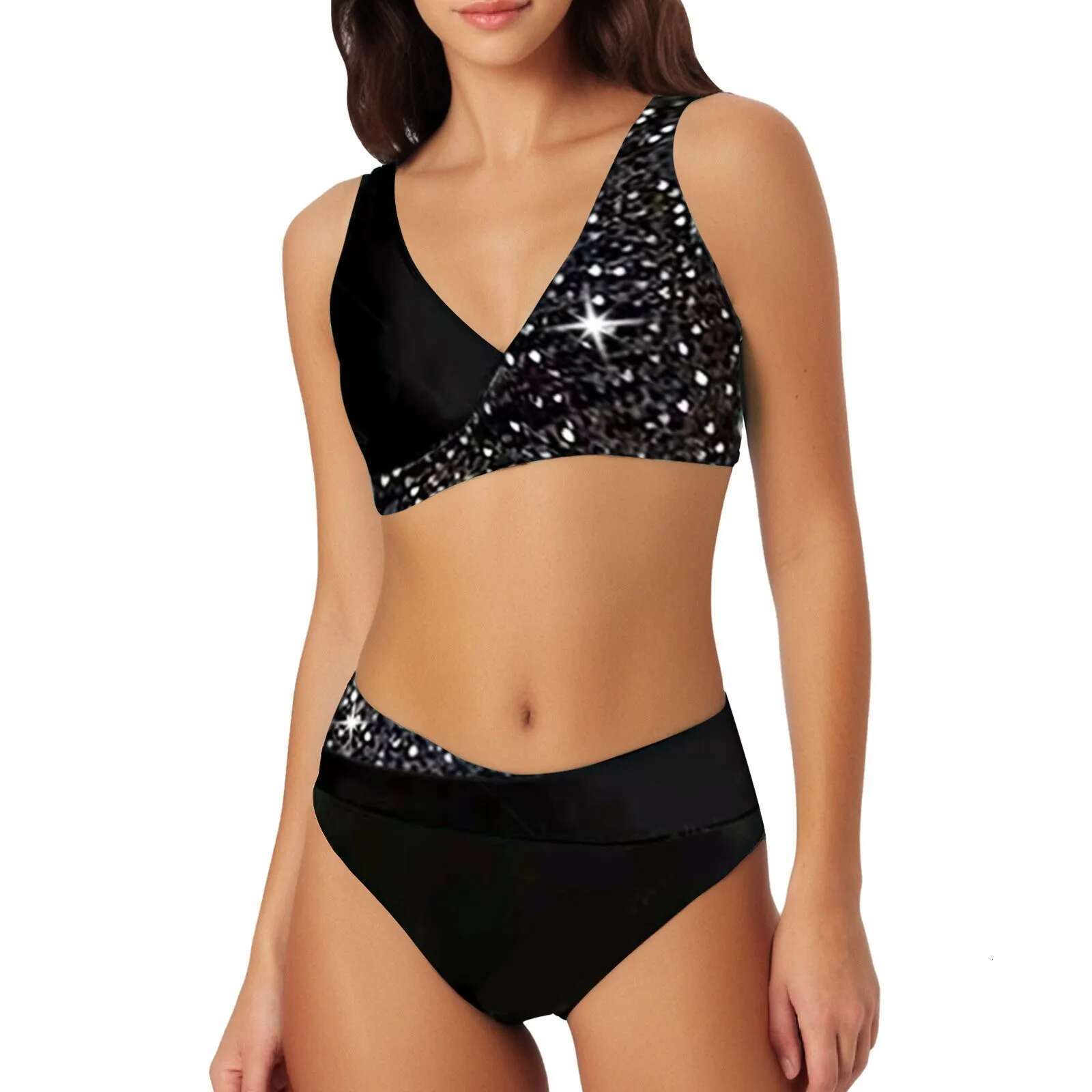 Dongdumaoyi Women S High Waisted Two Pieces Set Swimsuit Tankini Swimwear Bathing Suit Bikini Swimsuits Beach Beachwear