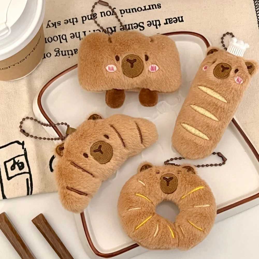 Creative food dolphin pendant girl cartoon doll pendant plush food toy doll bread Cybara pendantXJ250409