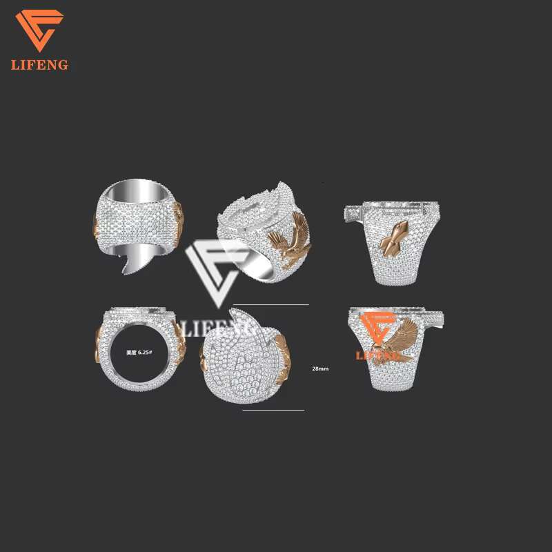New Luxury Full Diamond Custom Hip Hop Ring Platinum Plated 925 Sterling Silver DVVS Moissanite Oval Ring Elegant Wedding Ring