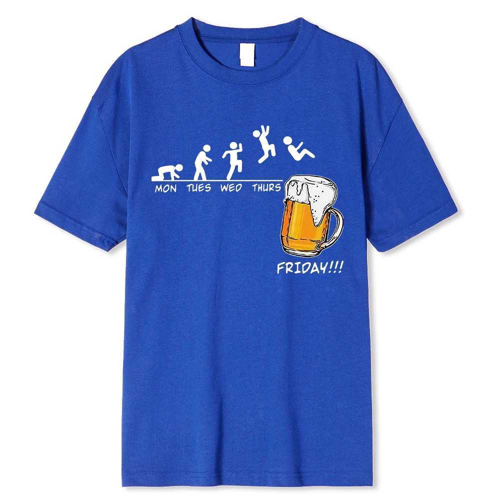 Friday Beer Printed Mens Brand T-shirt Interesting Graphic Hip Hop Summer Mens T-shirt Street Clothing Pure Cotton Harajuku T-shirt Short SleeveXJ2504