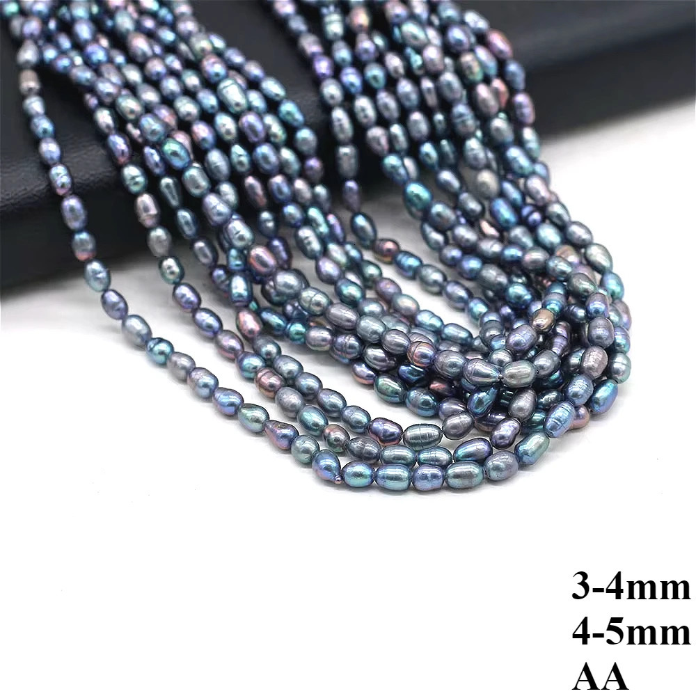 AA High Quality Natural Freshwater Black Pearl Rice Loose Bead Gift for Jewelry Making DIY Charms Bracelet Necklace Accessories 251131
