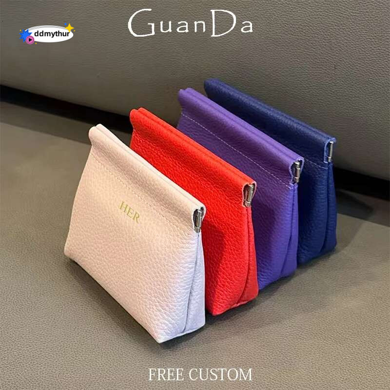 Custom Name Cowhide Card Wallet Engrave Letters Lipstick Spring Cosmetic Travel Storage Bag Pouch Coin Purse Gift ddmythur
