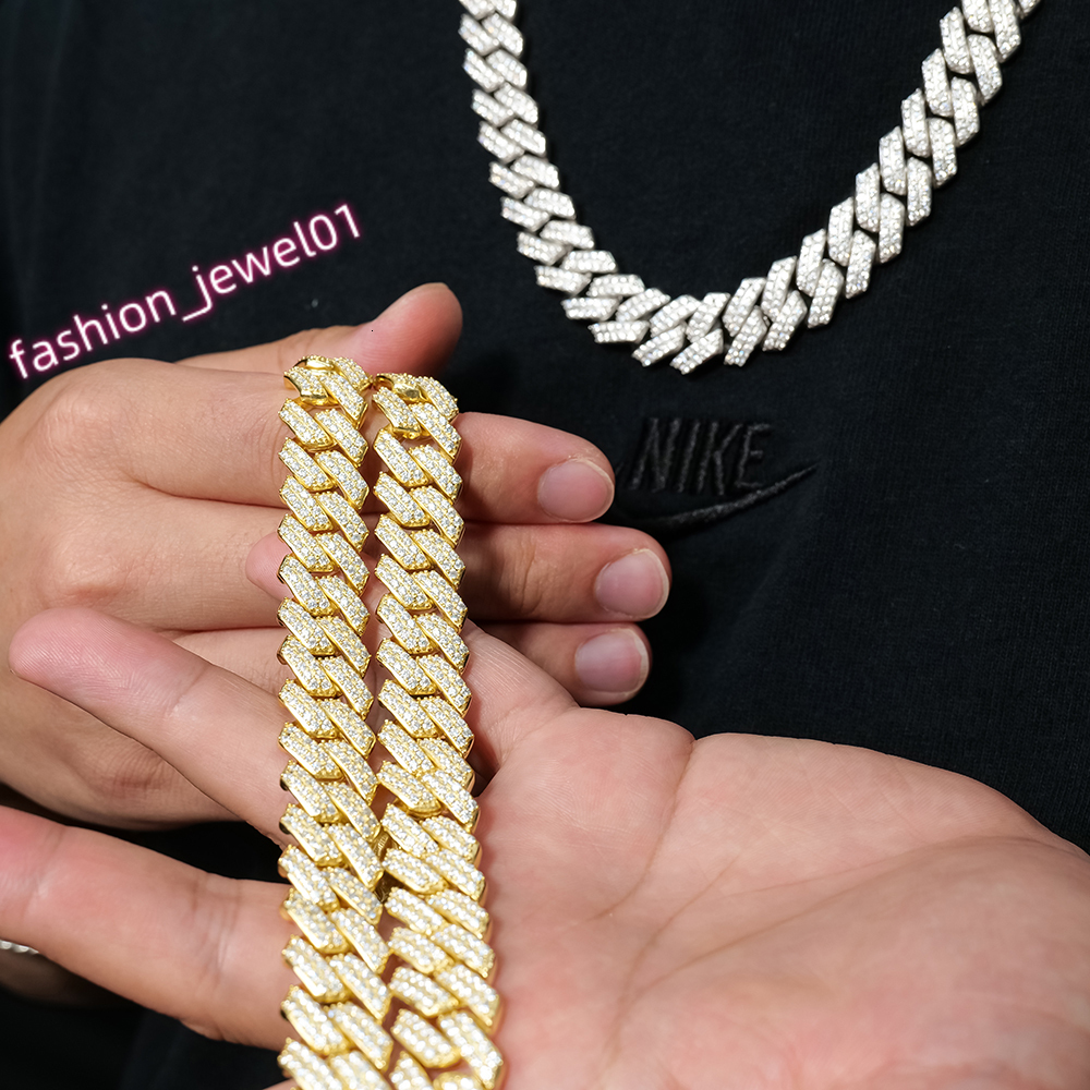 Men 14 mm Hip Hop S925 Iced Out Gra Certificate Fine Jewelry Past Diamond test Mossanite Moissanite Cuban Link Necklace Chain