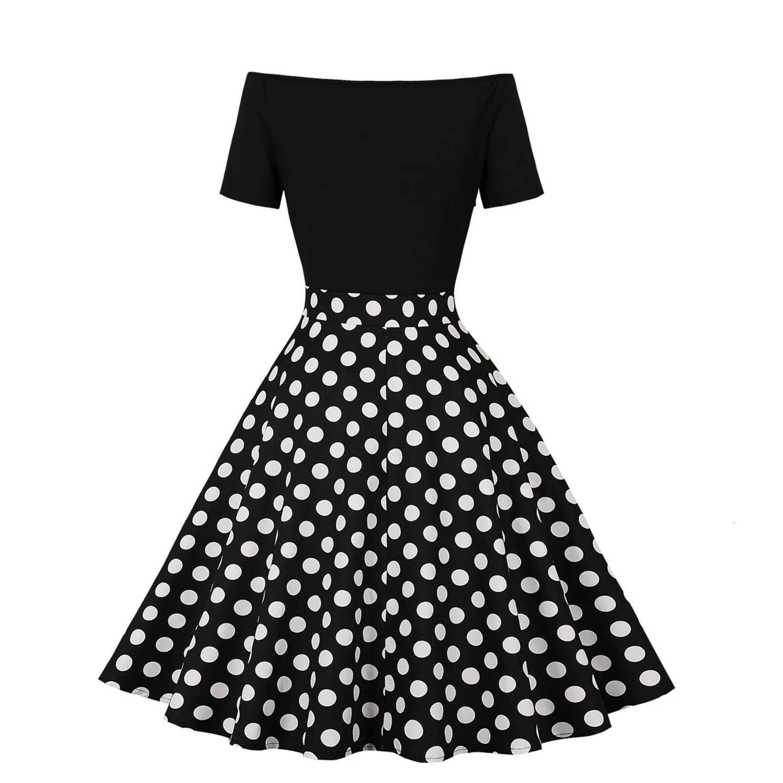 Dongdumaoyi New Vintage Polka Dot Print Dresses Women Summer Dress S Retro Patchwork Off Shouldler Elegant Party Casual Robe