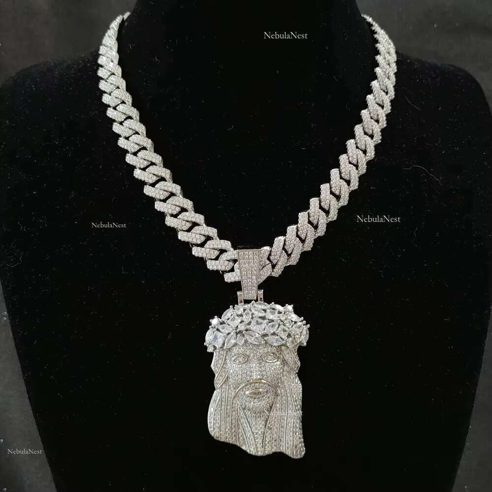 CN435+BC004 Men Hip Hop Jewelry Jesus Pendant With 14MM Cuban Chain Necklace