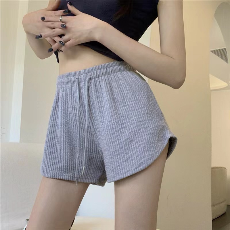 2025 New Designer Shorts Sports Shorts Women Waffle Casual And Versatile A-line Pants For Home Wear With Drawstring New High Waisted Slimming Shorts