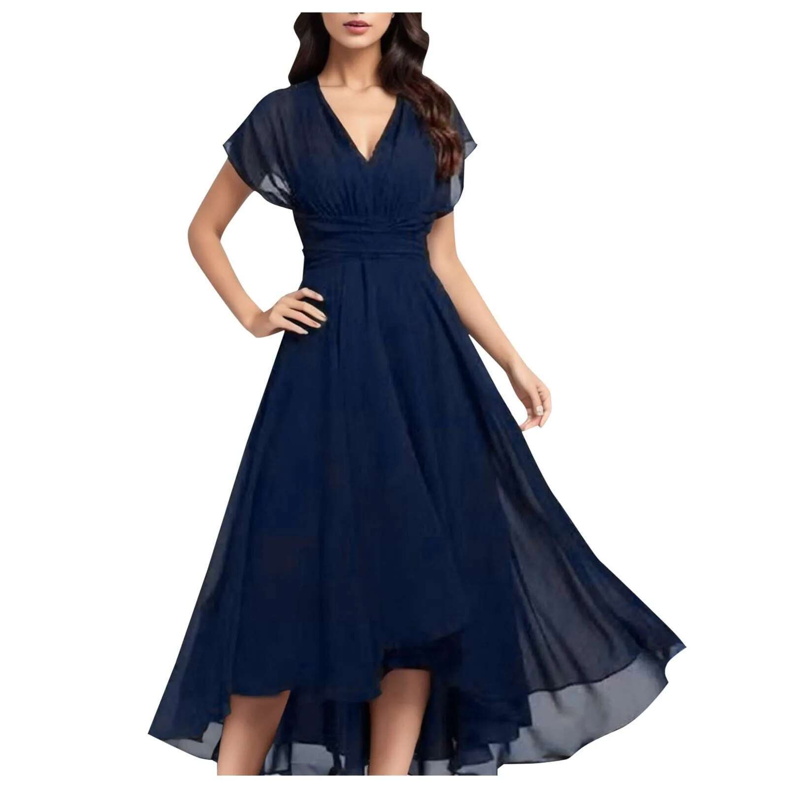 Dongdumaoyi Women Ladies Prom Clothing Short Sleeve Sexy Club Boho Beach Dress Lady Summer Deep V Neck Party Long Maxi Vestidos