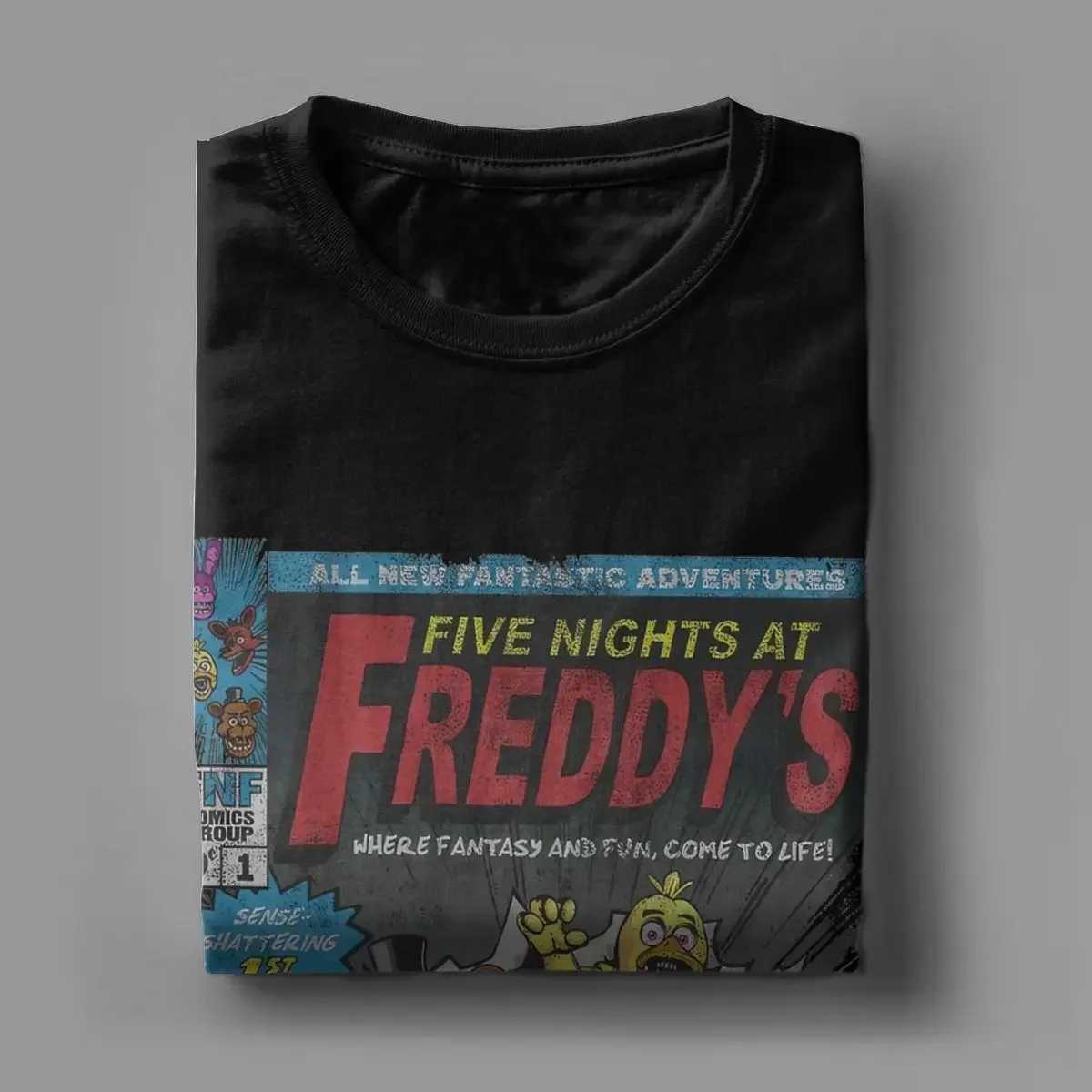 Five Nights FNAF Game Comic T-shirt Mens Funny 100% Cotton T-shirt Round Neck Short Sleeve T-shirt Adult ClothingXJ250409