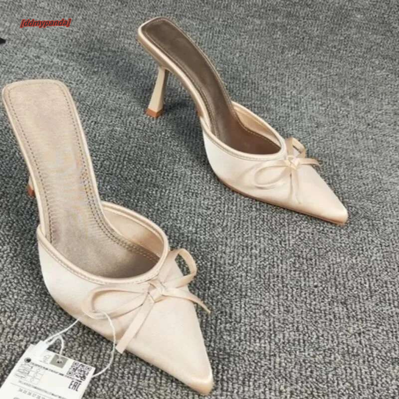 Women's Fashion Baotou Spring New Pointed Head Shallow Mouth Butterfly Knot Anti-slip Wear-resistant High Heels Sandals ddmypanda