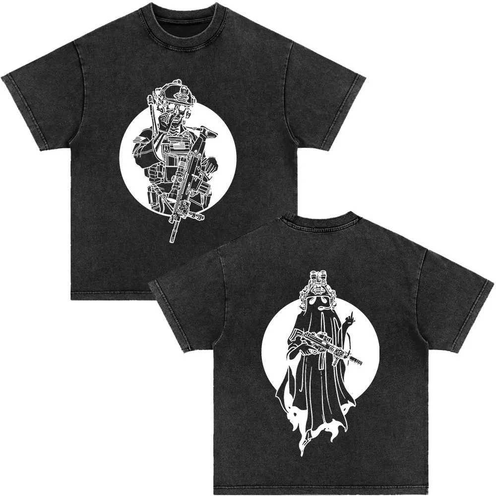 Forward Observations Group sees you washing vintage T-shirt skeleton graphic punk Gothic T-shirt womens oversized T-shirtXJ250409