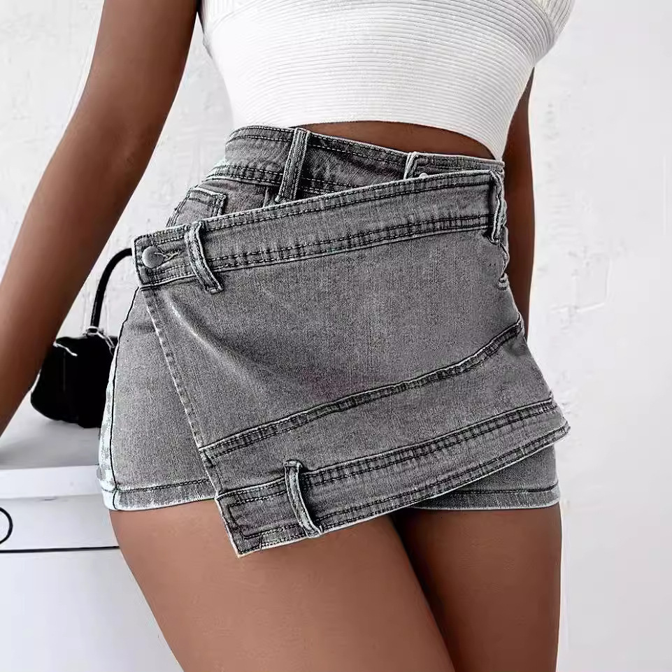 2025S Designer Shorts For Women Large A Line High Waist Irregular Wide Leg Women S Summer Korean Slim Denim Skirt Pants Shorts Fashion Ins Beach Pants