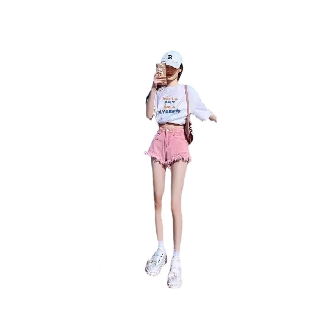 2025S Women s Designer Shorts Summer Striped Denim Shorts High Waist Grinding Edge Tight Hot Pants Large Size Thin Jeans Fashion Beach Pants