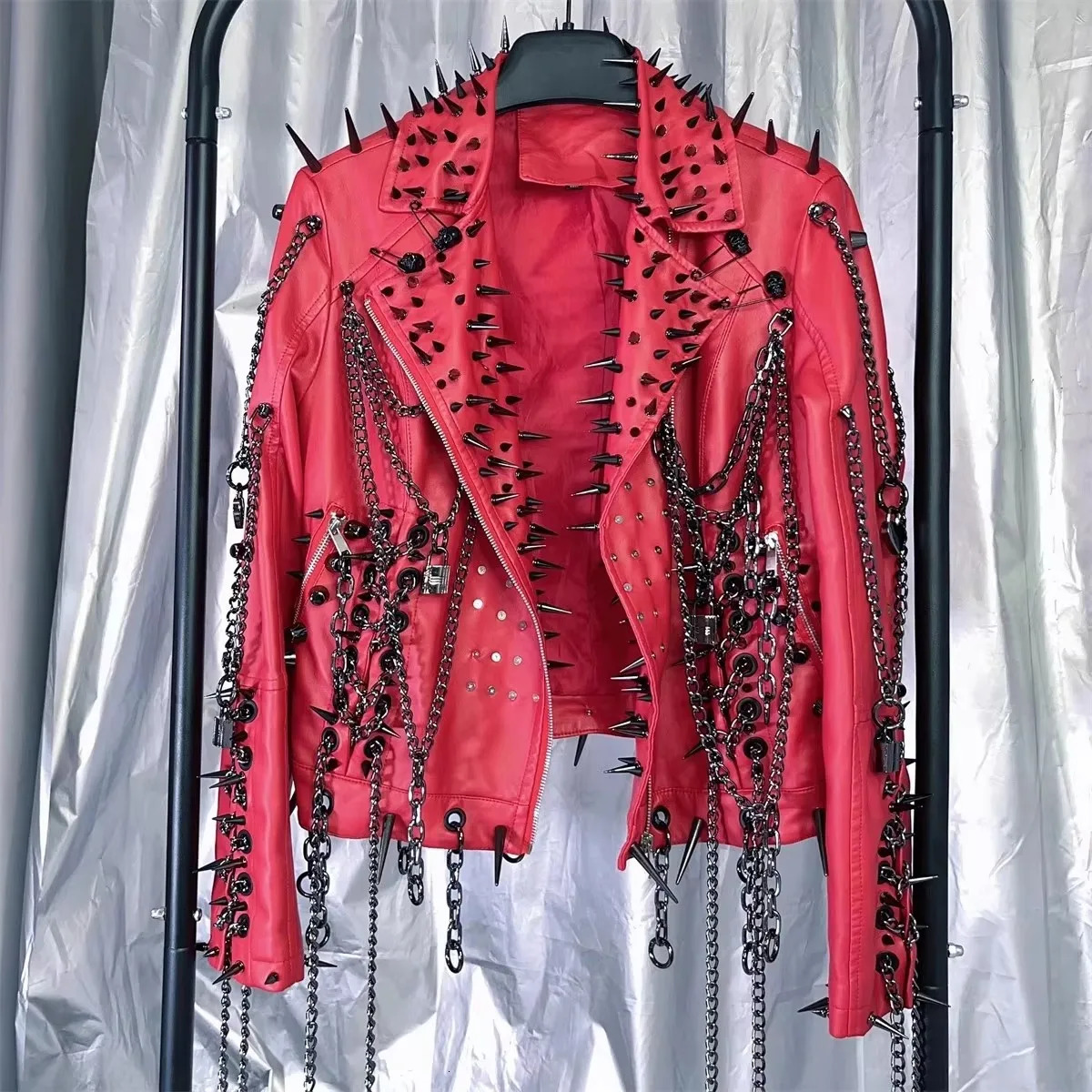 Mauroicardi Spring Autumn Short Retro Red Pu Leather Jacket Womens y ner Punk Style Y2K Clothing Gothic Street 250409