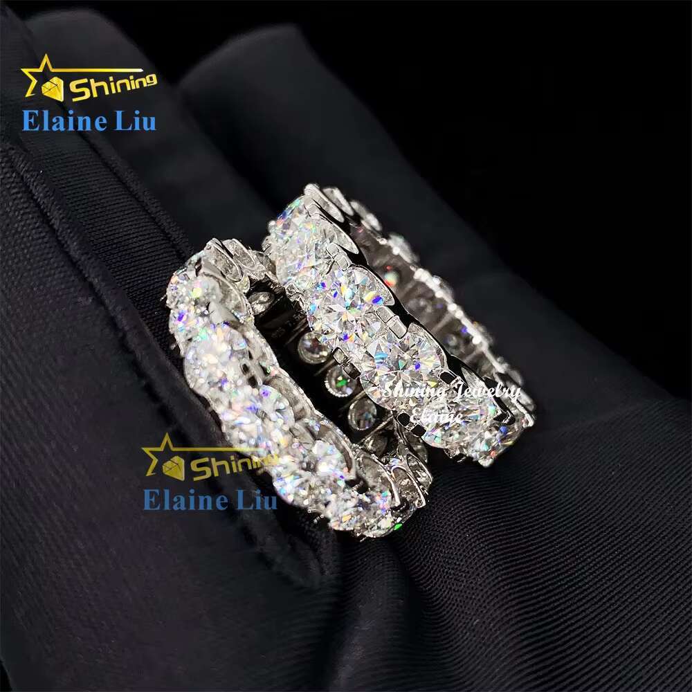 Luxury Factory Price Hip Hop Iced Out 925 Sterling Silver Cz Zircon or Vvs Moissanite Fashion Jewelry Rings