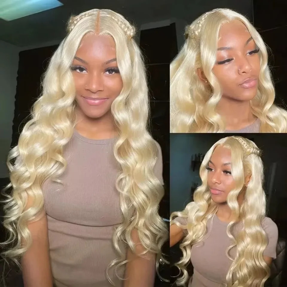 250% density 613 blonde lace front wig human hair 613 high-definition lace front wig 13x6 original hair body wave black female human hair wig 250407
