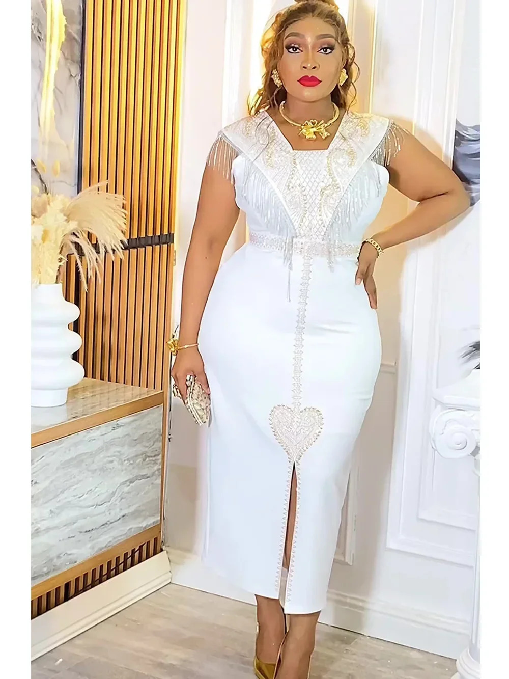 Plus Size African Wedding Party Dresses for Women Dashiki Ankara Evening Gown Elegant Christmas Outfit Robe Africa Clothes 250409