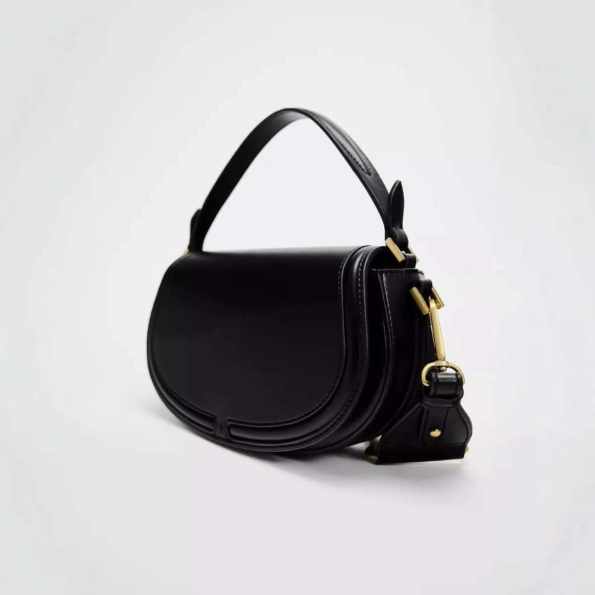 New Vintage Saddle For Women Solid Color Flap Shoulder Female Underarm Bag PU Leather Commute Crossbody Bags
