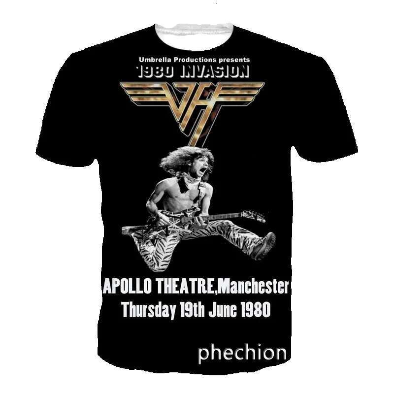 Phechion's new fashionable men's/women's Van Halen Band 3D printed short sleeved casual hip-hop summer T-shirt top, size 1500