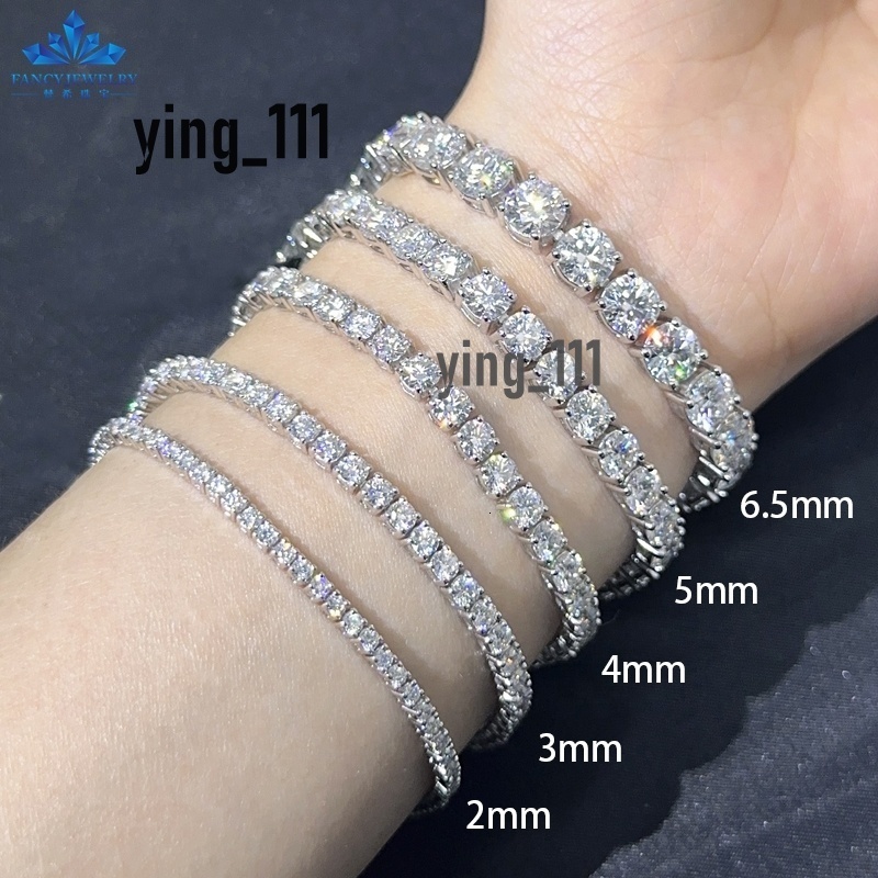 Factory Price Tennis Chain 2mm 3mm 4mm 5mm GRA HipHop Jewelry 925 Sterling Silver VVS D Color Diamond Moissanite Tennis Bracelet