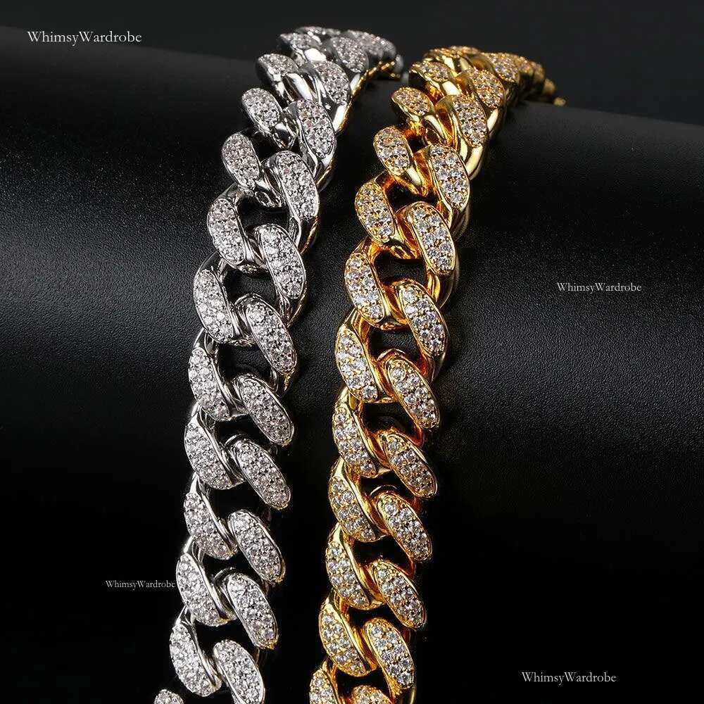 Sterg Sier Ice out VVS Mosan Hip Hop Necklace Custom Size Black Dia Cuban Chain 20mm