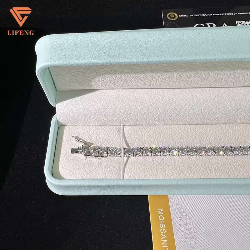 Fashion Jewelry Bracelets White Gold Plating 925 Sterling Silver Moissanite Tennis Bracelet Hip-hop Trend Party Bracelet for Men