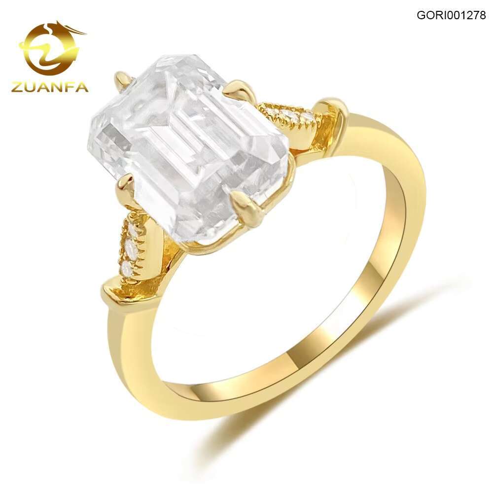 Brand New S925 Silver 9K 14K 18K Gold Ring 5CT 9*11mm Emerald Diamond Engagement Women Jewelry Moissanite Ring