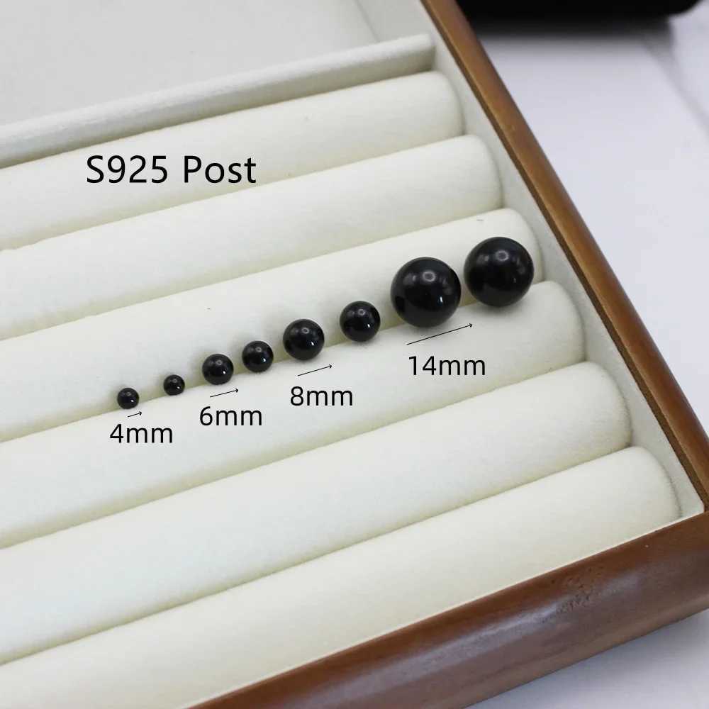 4mm 6mm 8mm 14mm Black Round Ball Imitation Pearl Stud Earring for Women Simple Temperament Ear Jewelry Christmas Day Girl Z250408