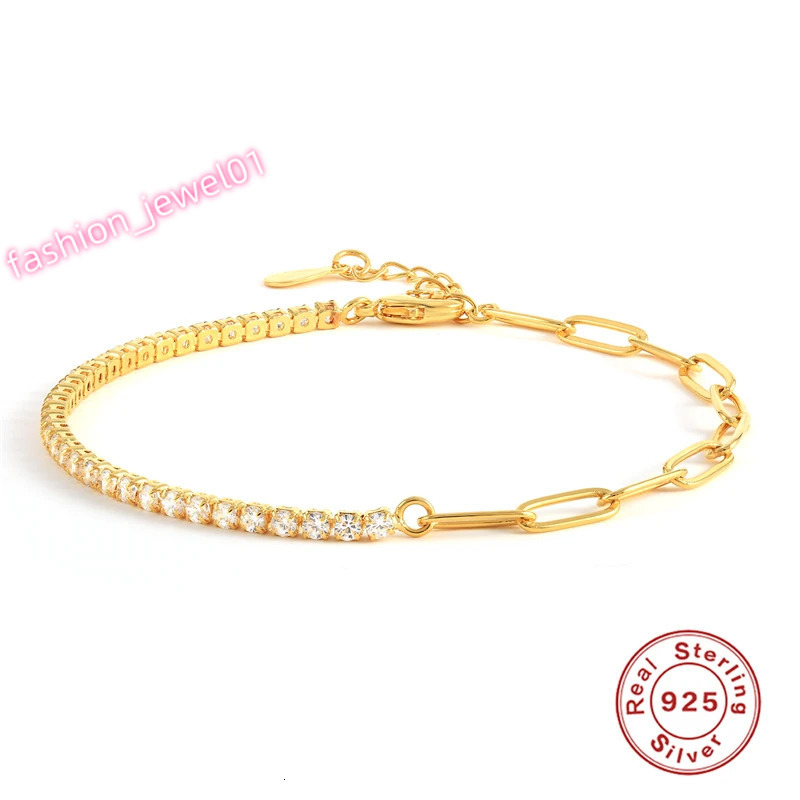 LENNIK Cubic Zirconia 18K Gold Color Tennis Bracelet For Women Girls 925 Sterling Silver Trend Chain Bracelet Jewelry Party Gift