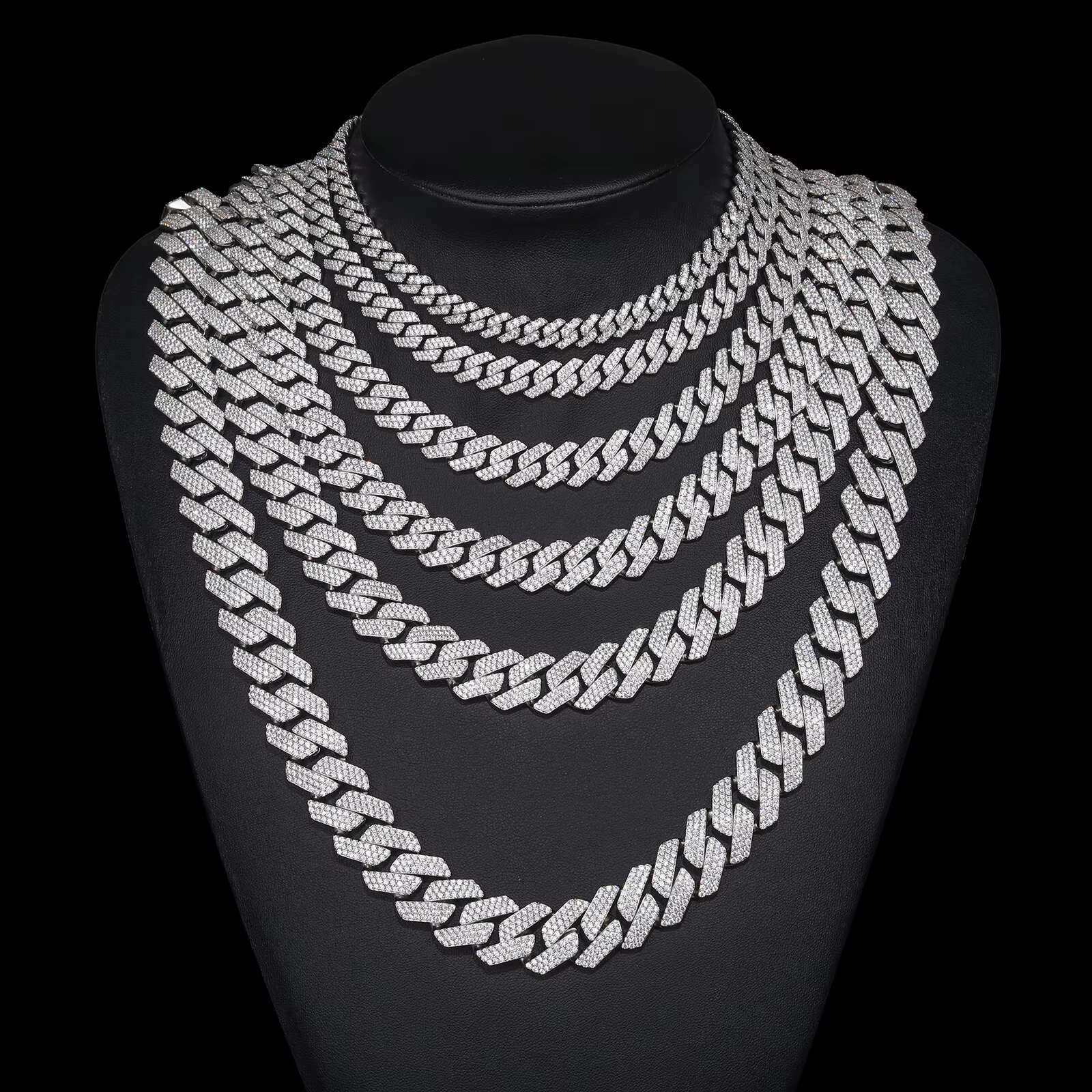 Bling Moissanite Cuban Link Chain High Quality 925 Sterling Silver Diamond Man Jewelry Iced Out Hip Hop Necklace for Men
