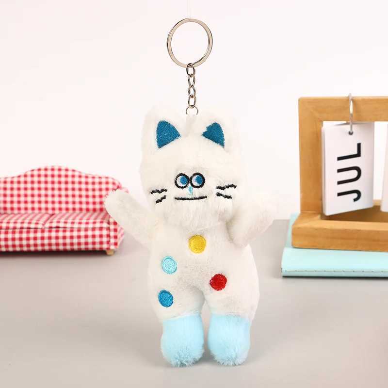 Cute polka cat plush toy stuffed kitten doll keychain plush key holder glass backpack pendant girl childrens giftXJ250409