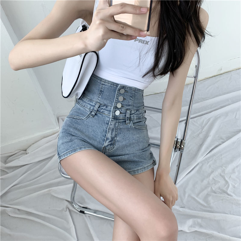 2025S Designer Shorts For Women High Pants New Summer High Waisted Denim Tie Up Shorts Women S Loose Wide Leg Slimming Versatile Breasted Hot Pants Be