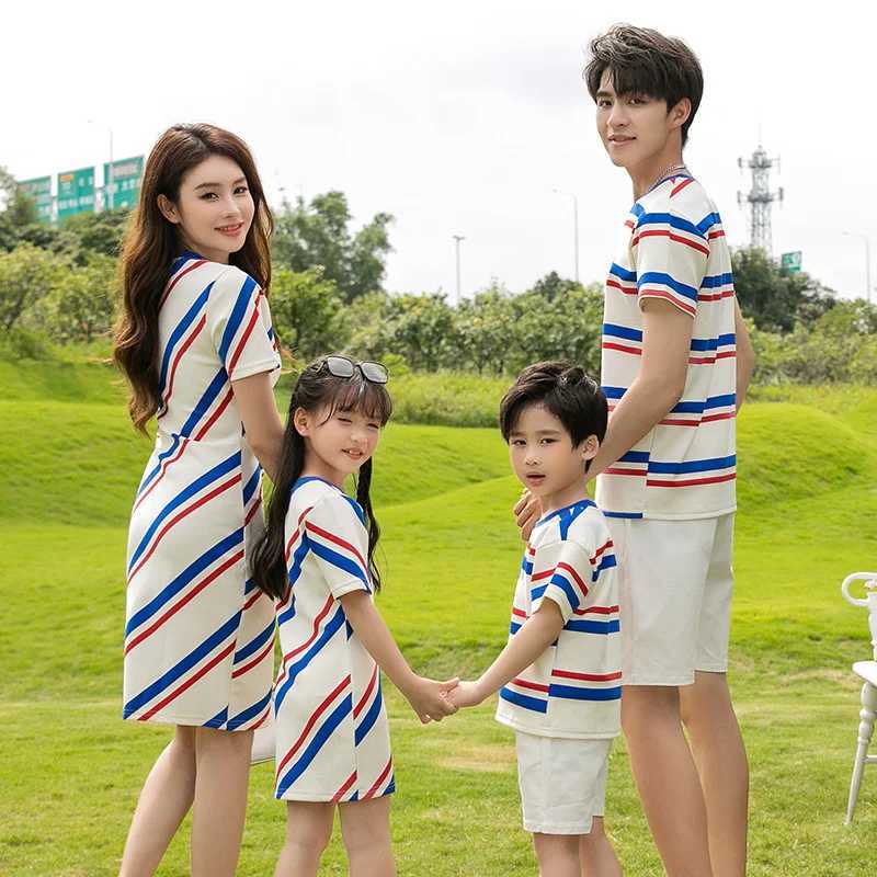 Summer New Parents and Children Family Set Round Neck Family Set Mother and Daughter Dress Couple Set S2548