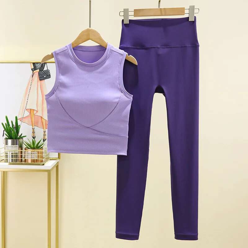 Women's 2-Piece Yoga Suit Sports Top & Leggings Professional Gym Training Running Fiess Pant Set