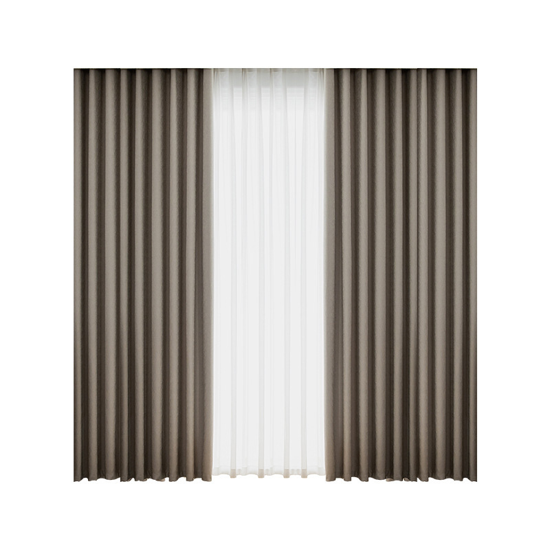 D325 wabi-sabi style cotton and linen curtain fabric high light-proof sun-proof sound-proof living room bedroom high-grade gray curtain finished produ