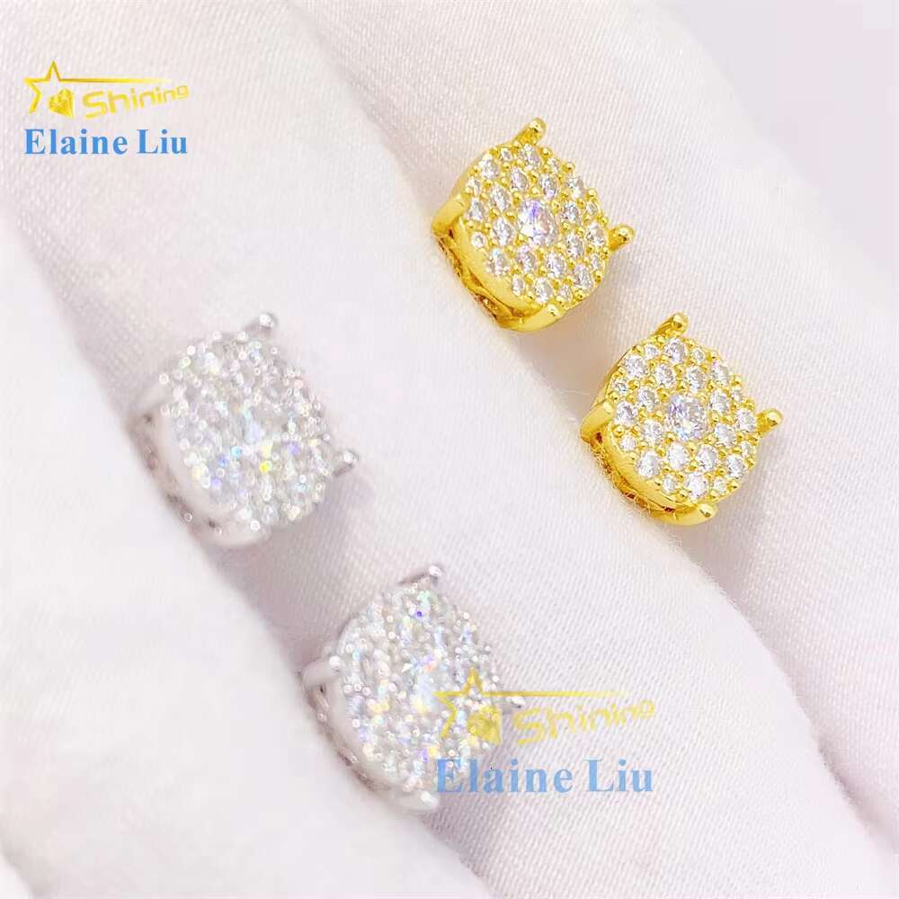 Pass Diamond Tester Hot Selling Custom Sterling Silver Fine Jewelry Diamond Vvs Moissanite Stud Earrings