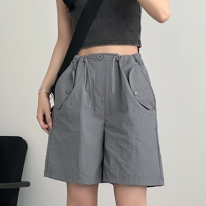 2025S Designer Shorts For Women Grey Workwear Five Quarter Women S Summer Loose New High Waist Wide Leg Casual American Quick Drying Sports Short Pant
