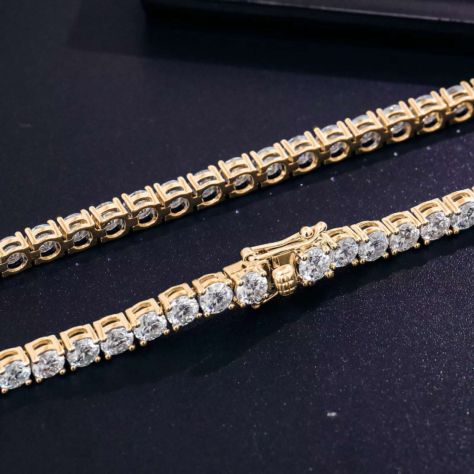 4mm 14K 18K Gold Tennis Chain VVS Moissanite Diamond Micro Prong Setting 6-9 Inch Iced Out Tennis Bracelet for Man and Women