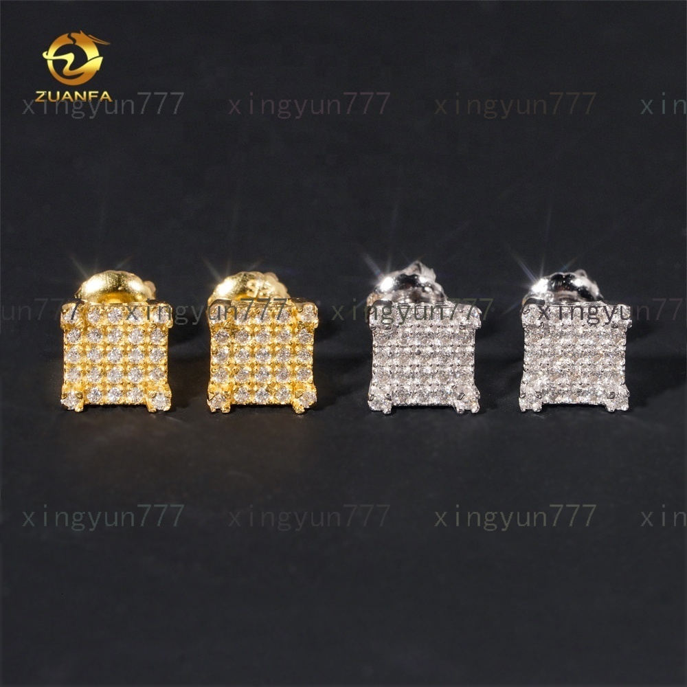 Fine Jewelry High Quality Designer 18k Gold Plated Iced Out 925 Sterling Silver Jewelry Stud Earrings