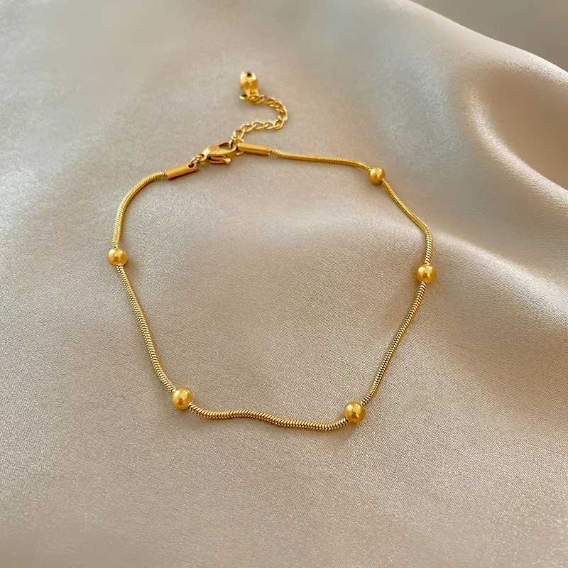 Vintage Anklets for Women Stainless Steel Beads Chain Anklet Leg Bracelets Bodychain Summer Beach Jewelry Accessories Gifts Z250408