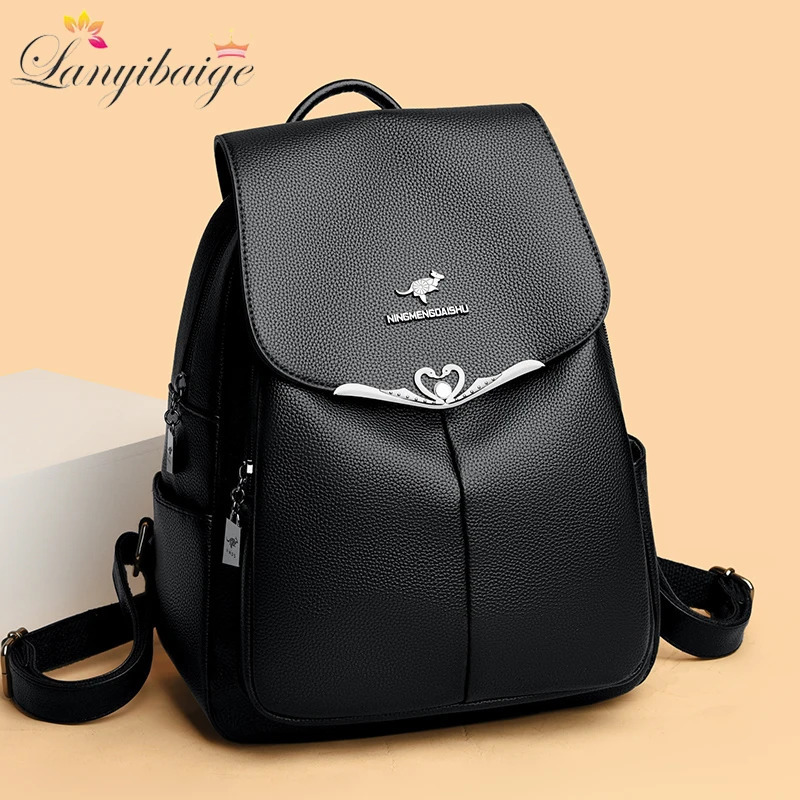 2024 Women Backpack Female Leather Backpack Ladies Sac A Dos School Bags for Girls Large Capacity Travel Back Pack Rucksacks 250407