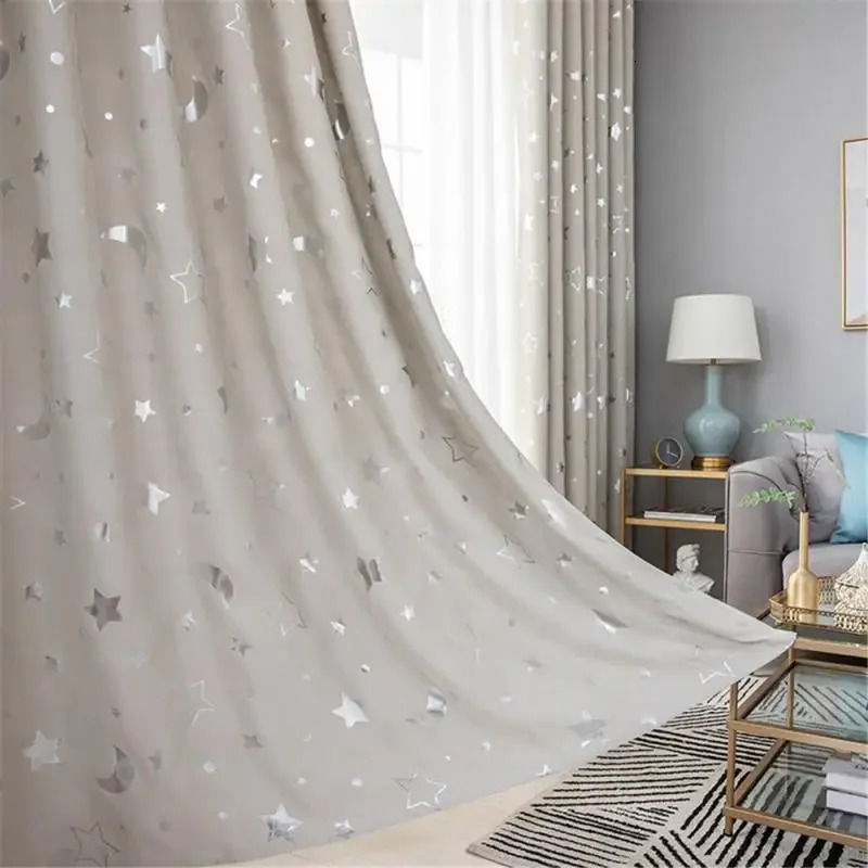 Black partition curtains blackout curtains star and moon full cloth insulation noise partition walls for sleeping bedrooms 250409