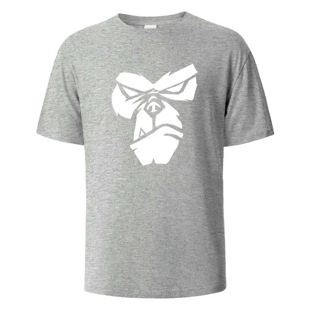 Gorilla Face Funny Print Mens Summer T-shirt 100% cotton O-neck oversized casual short sleeved streetwear basic topXJ250409