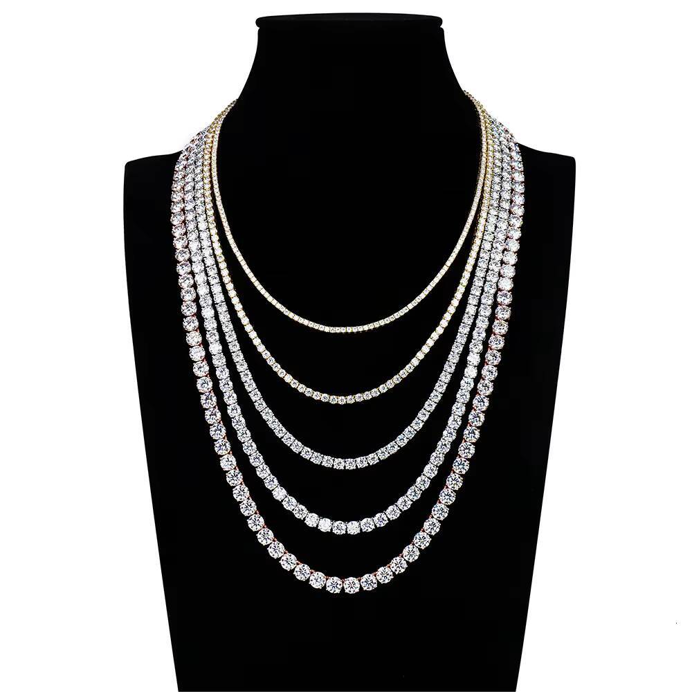 Luxury Hip Hop Fine Jewelry 925 Sterling Silver 5mm 16/18/20/22/24 Inches Hiphop Necklace for Men Women Moissanite Tennis Chain