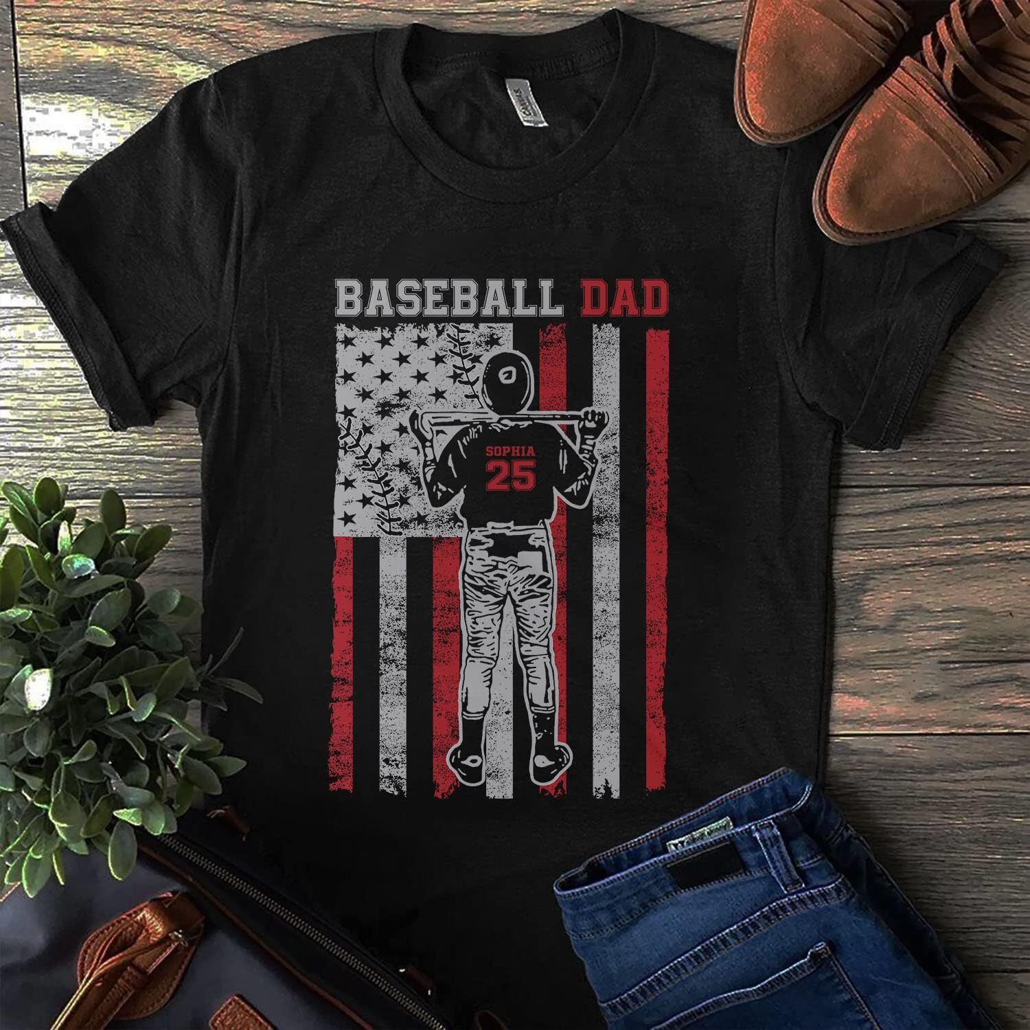 T shirt for Mens Personalized Baseball Dad Shirt, Dad Baseball T-Shirt, Baseball Dad Gifts, Baseball Lover Gift, Dads Birthday Present