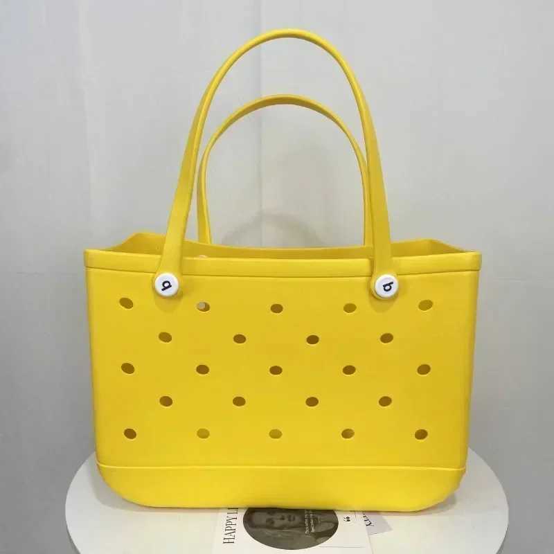XL Super Large Beach Bag EVA Rubber Waterproof Beach Travel Picnic Storage Basket Warm Shopping Handbag Sac Jelly HandbagT250409