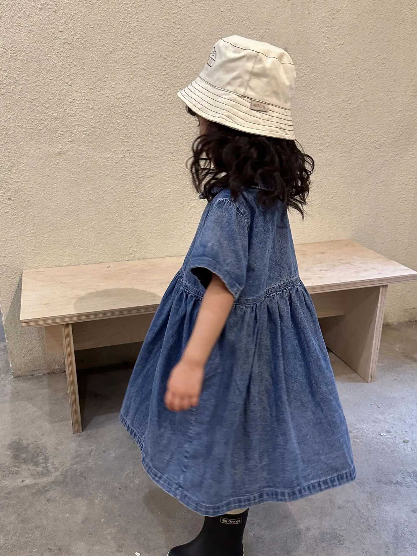 Brother sisters Looks Denim Blue Summer Boys Clothing Set Girls Dress Korean Style Family Matching Clothing Girls Clothing S2548
