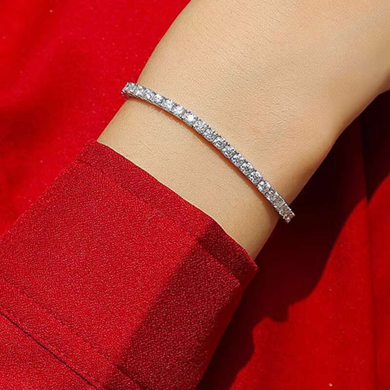 925 Sterling Silver Moissanite Tennis Bracelet for Men and Women Hiphop Rock 18K Gold Plated Luxury Jewelry