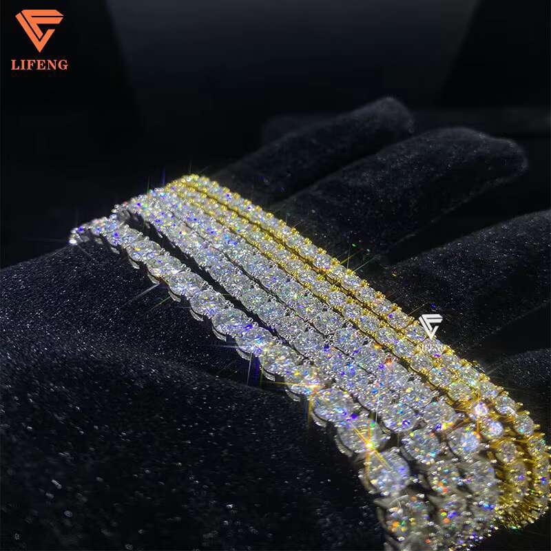 Lifeng 3/4/5MM Tennis Bracelet Iced Out Moissanite 925 Sterling Silver Trending Bracelet Fashion Jewelry Womens Tennis Bracelet